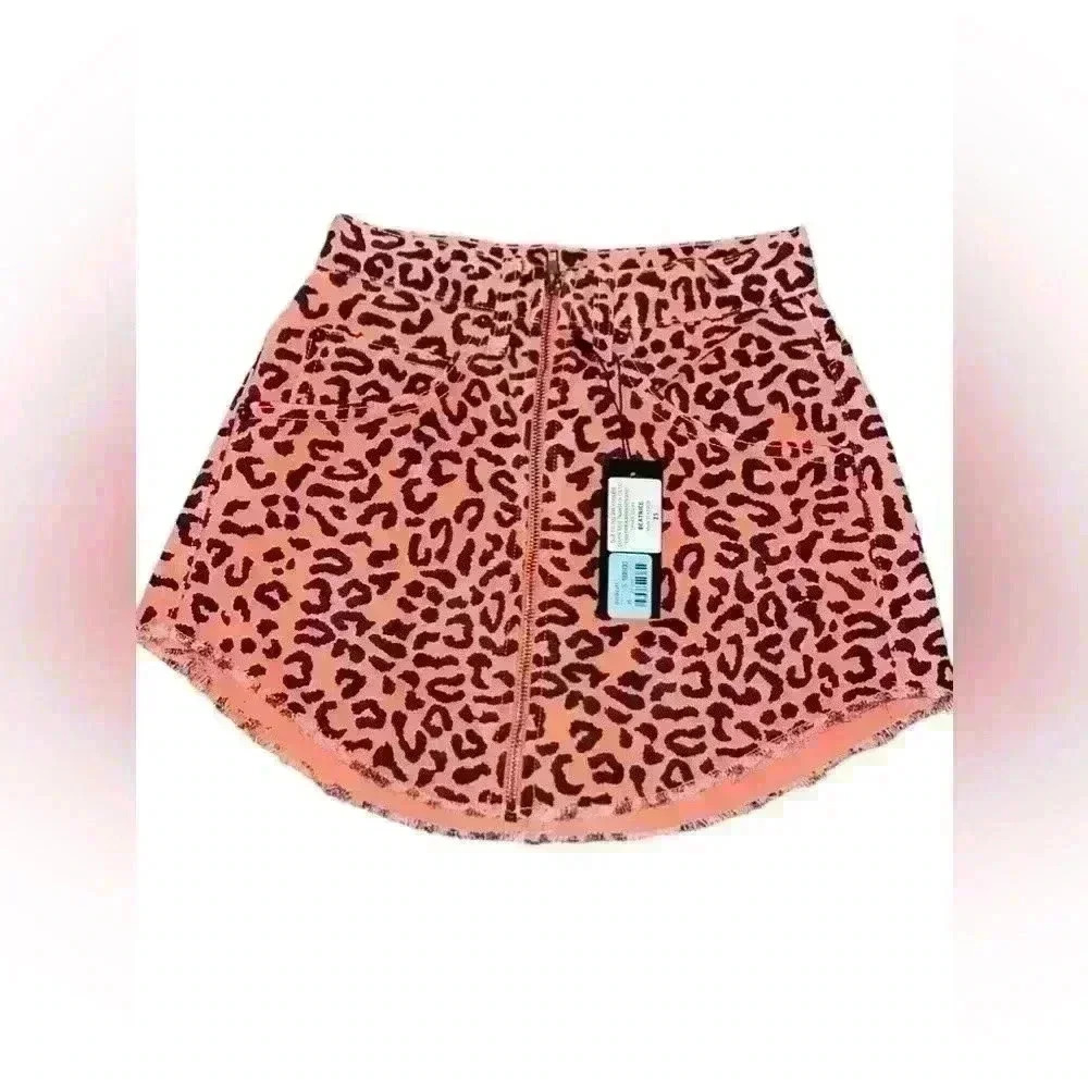 Carmar orange & black leopard print Skirt NWT Sz 25 Mini Mobwife Dopamine